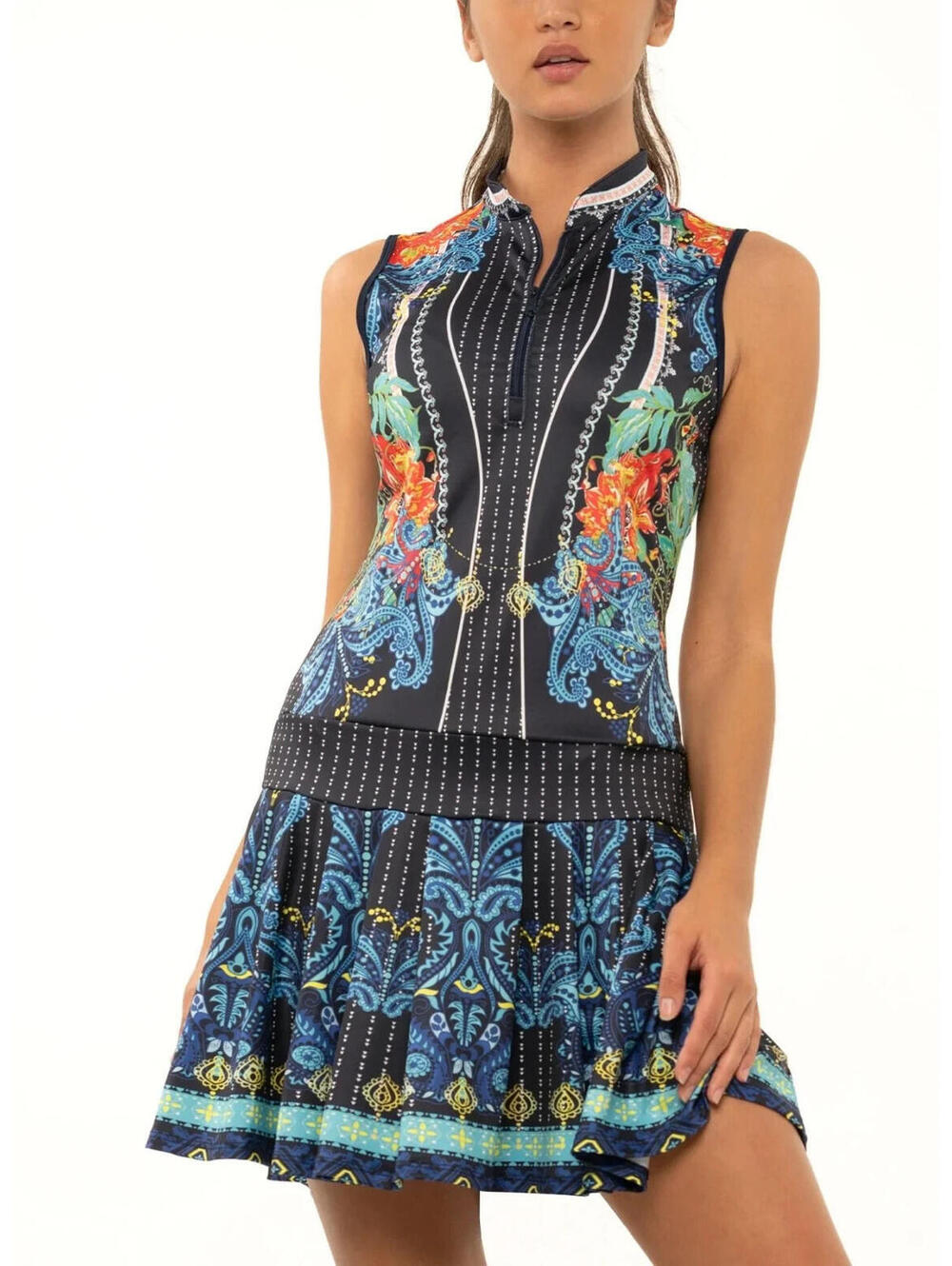 NEW Lucky In Love Tennis Golf Pickleball Dress 1/4 Zip Vibrant Print Size XL NWT